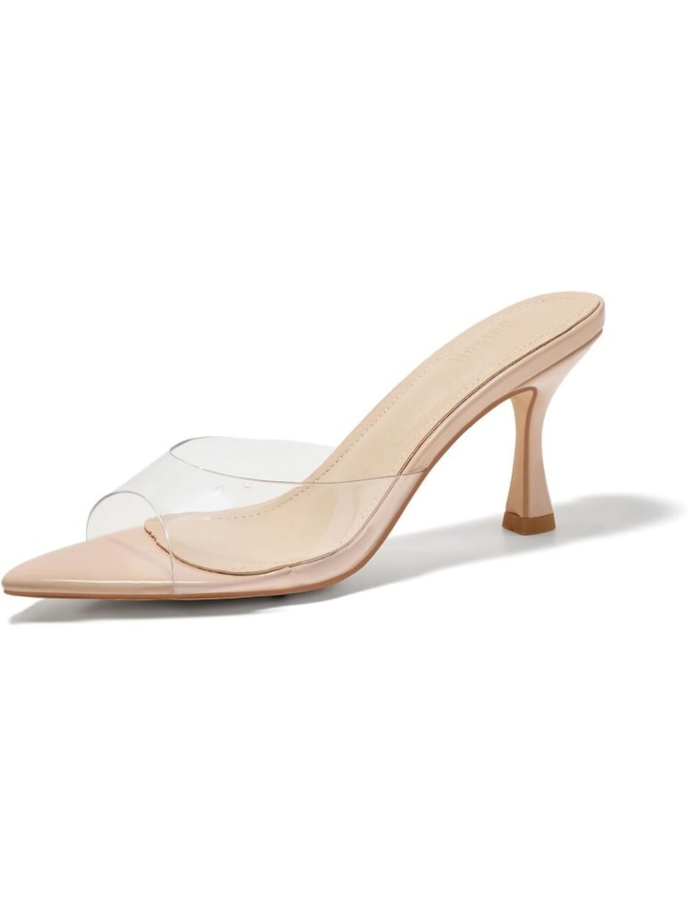 Women's Transparent Pointed Open Toe Heeled Sandals Slip On Heels Backless Shoes